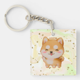 Llavero Kawaii Sonriente Shiba Inu al estilo Personalizado