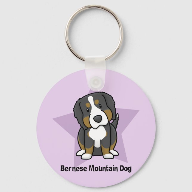 Llavero Kawaii Star Bernese Mountain Dog Keychain (Anverso)