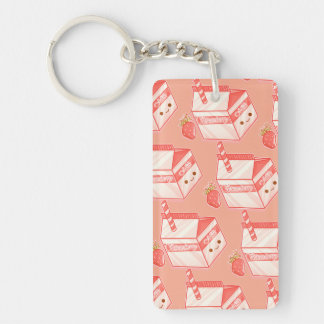 Llavero Kawaii Strawberry Milk Carton - Cute Aesthetic Art
