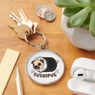 Llavero Kawaii Sushi Pug Mashup Gracioso regalo de amante 