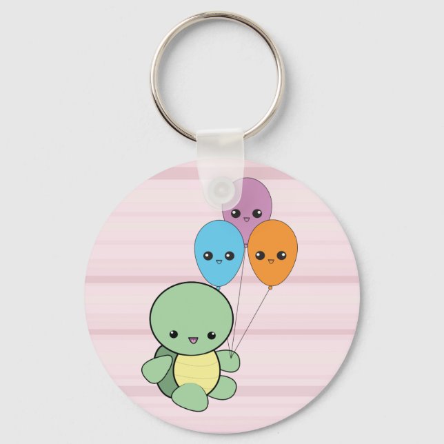 Llavero Kawaii Turtle con globos (Anverso)