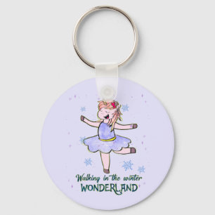 Llavero Kawaii Unicorn   Caminar durante el invierno