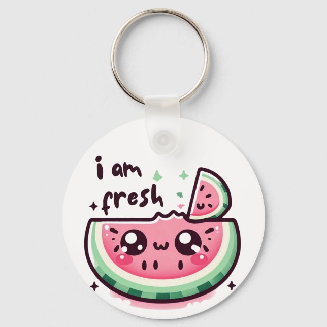 Llavero Kawaii watermelon with the phrase “I am fresh” – C (Anverso)