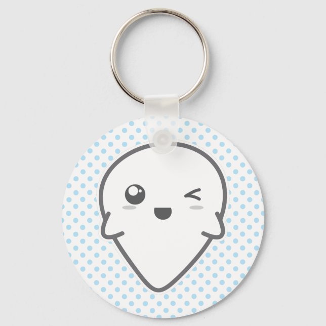 Llavero Kawaii Winking Ghost Keychain (Anverso)