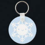 Llavero Kawaii Winter Snowflake<br><div class="desc">A happy kawaii snowflake against a wintry blue background.</div>