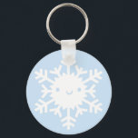Llavero Kawaii Winter Snowflake<br><div class="desc">A happy kawaii snowflake against a wintry blue background.</div>