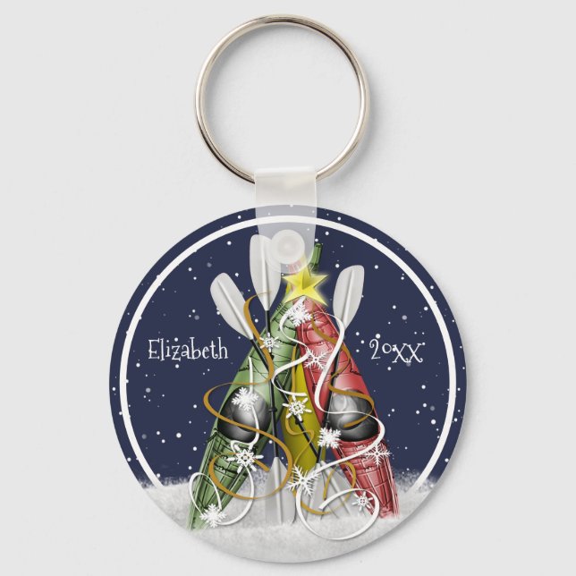 Llavero Kayak personalizado de remo en kayak (Anverso)