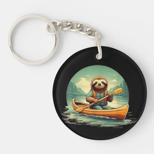 Llavero Kayaking Sloth Canoe Lover Animales divertidos Vin (Frente)