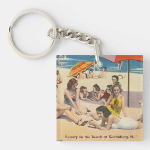 Llavero Keansburg, Nueva Jersey Beach Scene - Antique