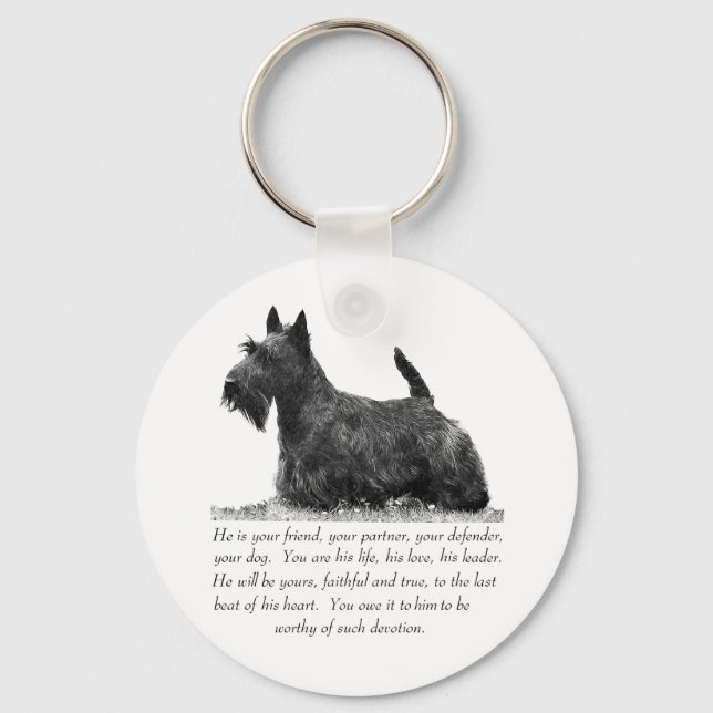 Llavero Keepsake del territorio escocés - perro macho (Anverso)