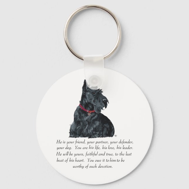 Llavero Keepsake del territorio escocés - perro macho (Anverso)