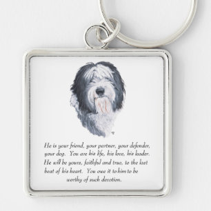 Llavero Keepsake del viejo perro pastor inglés