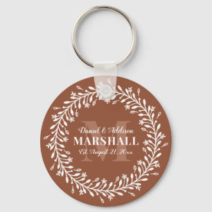 Llavero Keepsake Naranja de la pareja recién casada Wreath
