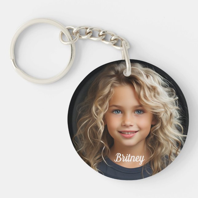 Llavero Keepsake Personalized Child Portrait Name Round  (Frente)
