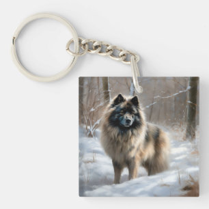 Llavero Keeshond Deja que nieve Navidad