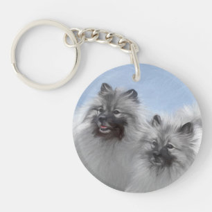 Llavero Keeshond Pair de Kees pintura animal original