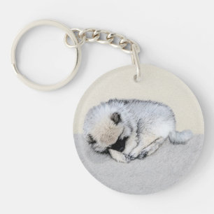 Llavero Keeshond Sleeping Pinting Pintura Original De Perr