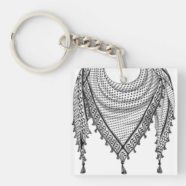 Llavero Keffiyeh palestino Scarf tejido tradicional (Frente)