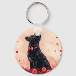 Llavero Kelpie australiano con rosas - Día de San Valentín