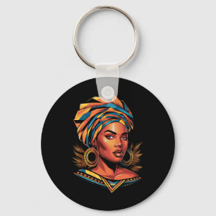 Llavero Kente Cloth Head Wrap Beautiful Black Afro Woman E