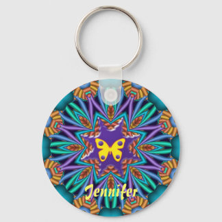 Llavero Ketchain cutáneo kaleidoscopo con nombre y maripos