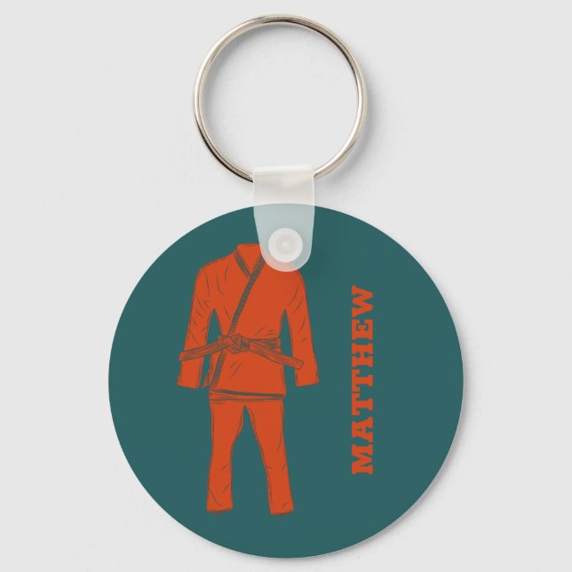 Llavero Keych Verde azulada personalizada de Jiu Jitsu BJJ (Anverso)