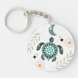 Llavero Keychain acrílica de tortuga floral Boho - Nature-