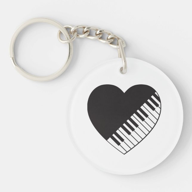 Llavero Keychain acrílica del corazón del piano (Frente)