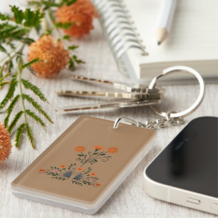Llavero Keychain acrílica floral contemporánea moderna