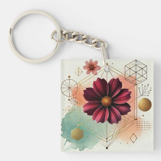 Llavero Keychain acrílica geométrica de chocolate Cosmos (Frente)