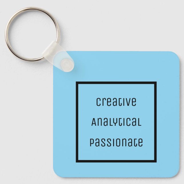 Llavero Keychain acrílico apasionante, creativo, analítico (Anverso)