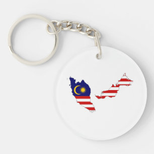 Llavero Keychain acrílico con bandera de Malasia en el map