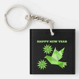Llavero Keychain acrílico con buen ART , FELIZ AÑO NUEVO