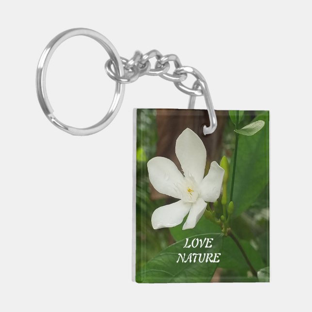 Llavero Keychain acrílico con una flor agradable (Frente Izquierda)