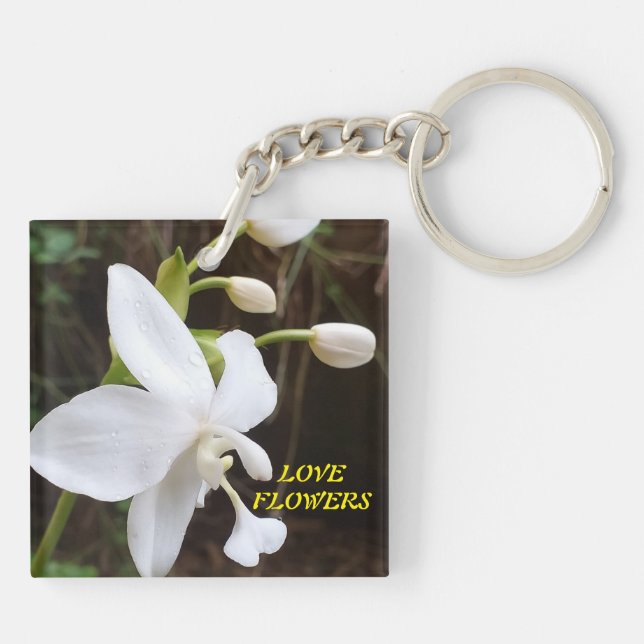 Llavero Keychain acrílico con una flor agradable (Atrás)