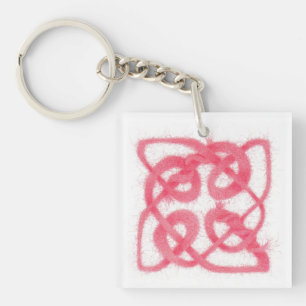 Llavero Keychain acrílico cuadrado de KNOT CELTIC ROSA