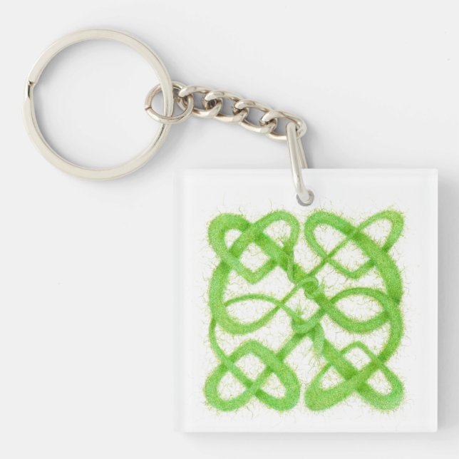 Llavero Keychain acrílico cuadrado de KNOT CELTIC VERDE (Frente)
