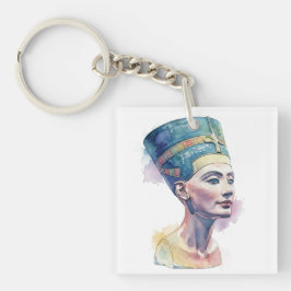 Llavero Keychain acrílico de acuarela Reina Nefertiti