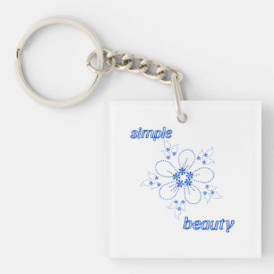 Llavero Keychain acrílico de arte de línea discontinua azu