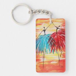 Llavero Keychain acrílico de bailarines felices (doble car