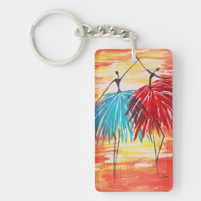 Llavero Keychain acrílico de bailarines felices (doble car (Frente)
