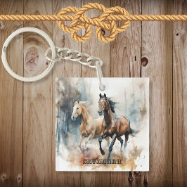 Llavero Keychain acrílico de caballos salvajes occidentale