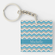 Keychain acrílico de chequeo azul personalizado