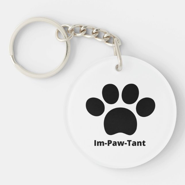 Llavero Keychain Acrílico De Círculo Im-Paw-Tant (Frente)
