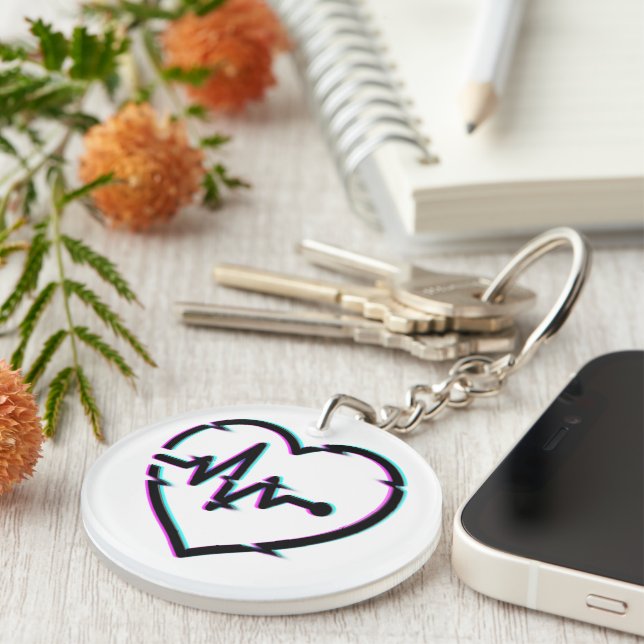 Llavero Keychain acrílico de comprobación cardíaca (Frente Derecha)