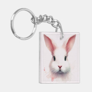 Llavero Keychain acrílico de conejito rosa pastel - Diseño