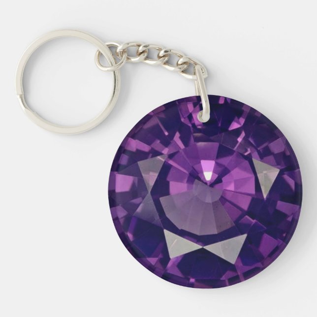 Llavero Keychain acrílico de diamantes de color púrpura (Frente)