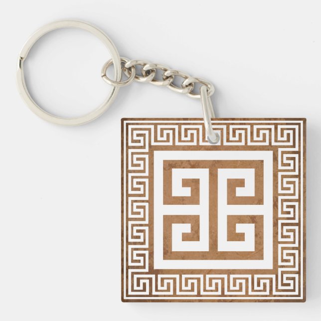 Llavero Keychain acrílico de diseño blanco de clave griega (Frente)