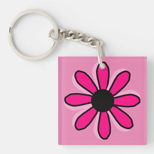 Llavero Keychain acrílico de flor rosa (Frente)