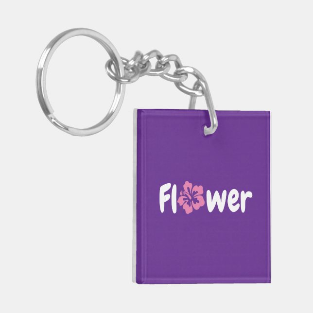 Llavero Keychain acrílico de flores (Frente Izquierda)